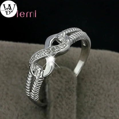 Fiançailles Mariage Infini Anniversaire Zircone Cubique Bagues en Argent Sterling Bagues Pour Femmes Fille Fête Cadeau Bijoux