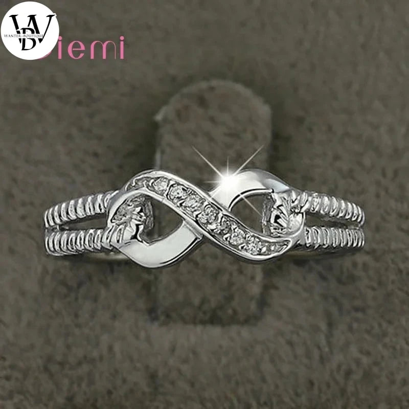 Fiançailles Mariage Infini Anniversaire Zircone Cubique Bagues en Argent Sterling Bagues Pour Femmes Fille Fête Cadeau Bijoux