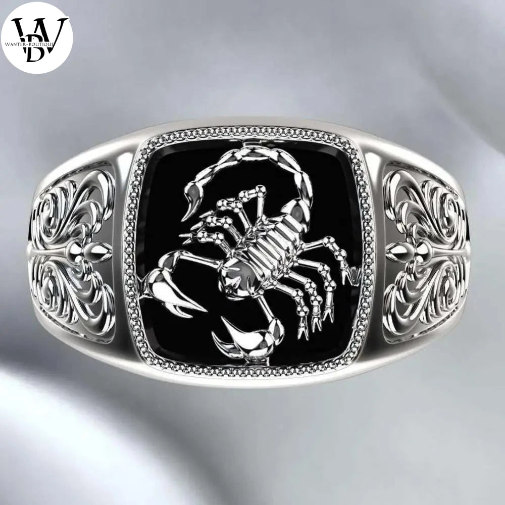 Bague large gravée en alliage pour homme, bijoux fantaisie, cadeau d'anniversaire, fête de club, scorpion