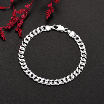 Ensemble Luxe Argent 925 : Bracelet & Collier Unisexes - Style Élégant