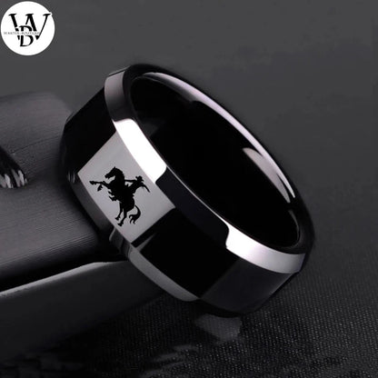 Nouveau design 8mm de largeur noir titane inoxydable taureau crâne anneaux pour femmes hommes western denim heavy metal bijoux de style rock