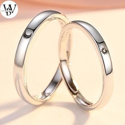 Soleil Lune Couple Anneaux Ensemble Ouvert Réglable Bague L’un L’autre Amoureux Diadème Minimaliste Engagement Mariage Doigt Bague Bijoux Cadeau