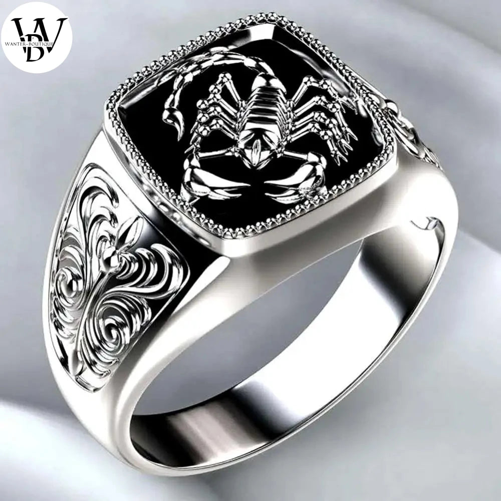 Bague large gravée en alliage pour homme, bijoux fantaisie, cadeau d'anniversaire, fête de club, scorpion