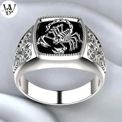 Bague large gravée en alliage pour homme, bijoux fantaisie, cadeau d'anniversaire, fête de club, scorpion