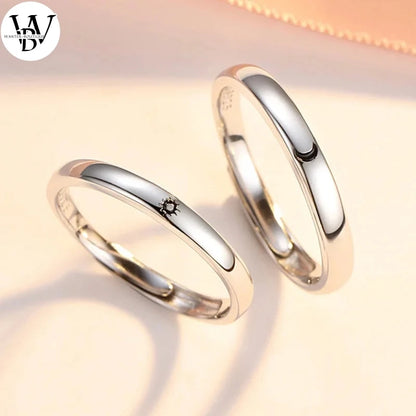 Soleil Lune Couple Anneaux Ensemble Ouvert Réglable Bague L’un L’autre Amoureux Diadème Minimaliste Engagement Mariage Doigt Bague Bijoux Cadeau