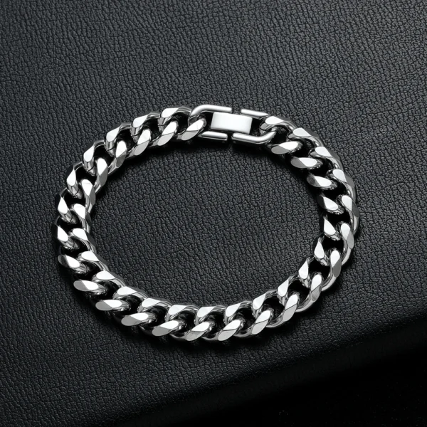 Bracelet Chaîne Cubaine 8MM - Acier Titane Noir & Doré - Image 6