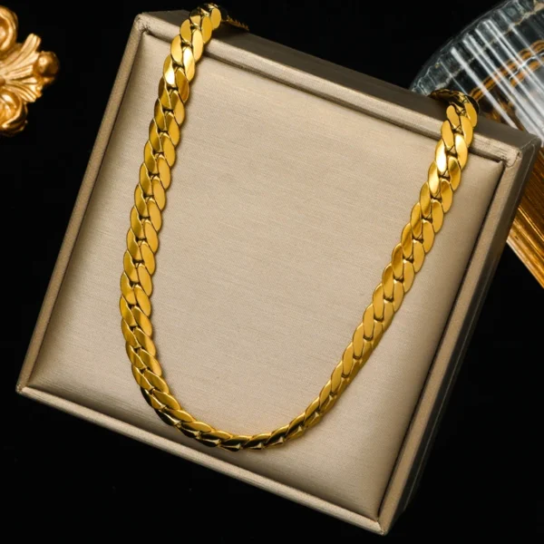 Ensemble Bijoux Doré EILIECK - Chaîne & Bracelet en Acier Inoxydable 316L - Image 8