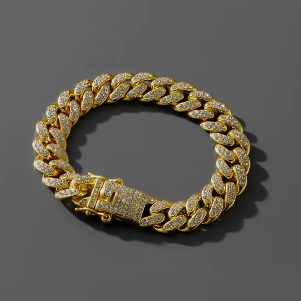 Bracelet Cubain Bling 13MM - Strass & Style Miami Unisexe - Image 3