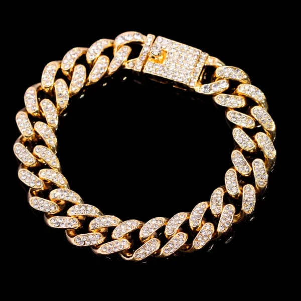 Bracelet Chaîne Cubaine 14MM Strass Unisexe – Style Hip Hop Bling - Image 10