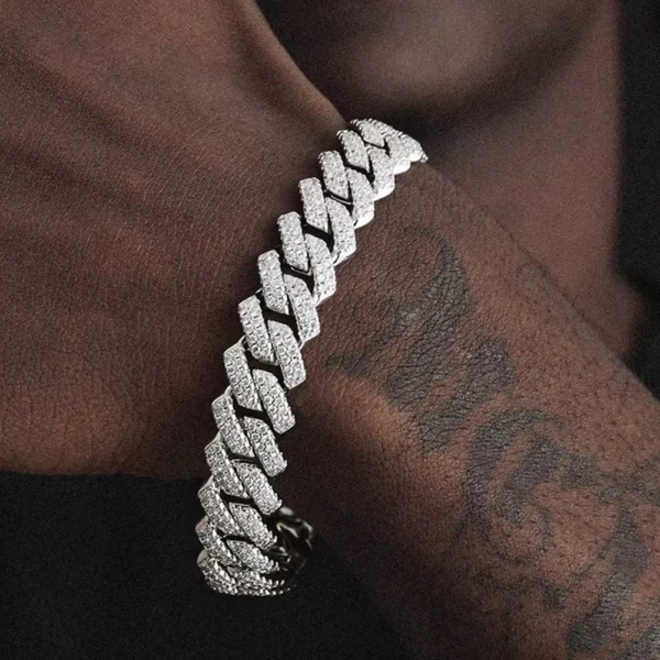 Bracelet Chaîne Cubaine 14MM Strass Unisexe – Style Hip Hop Bling - Image 2