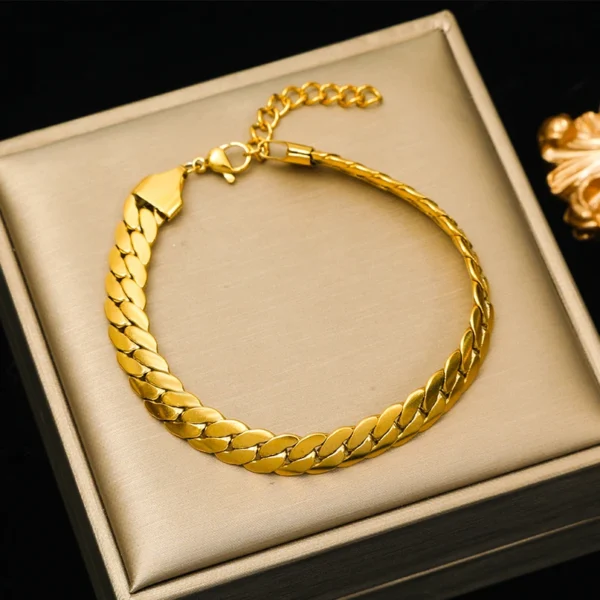 Ensemble Bijoux Doré EILIECK - Chaîne & Bracelet en Acier Inoxydable 316L - Image 9