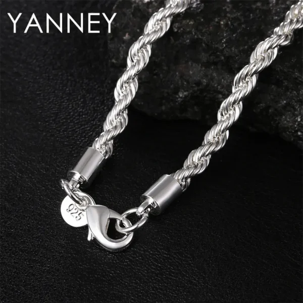 Chaîne Corde en Argent 925 - Collier & Bracelet Élégants (2PCS) - Image 3
