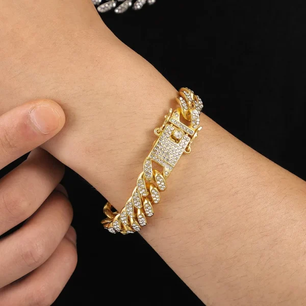 Bracelet Cubain Bling 13MM - Strass & Style Miami Unisexe - Image 5