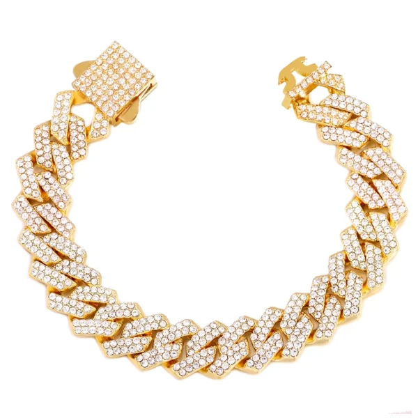 Bracelet Chaîne Cubaine 14MM Strass Unisexe – Style Hip Hop Bling - Image 9